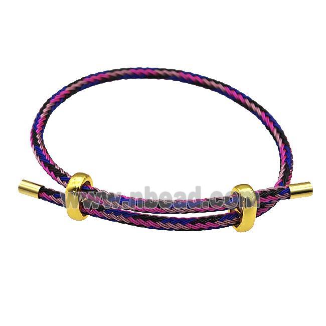 Multicolor Tiger Tail Steel Bracelet, adjustable