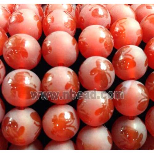 round matte red Agate Beads