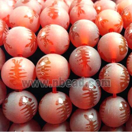 round matte Agate Beads, red