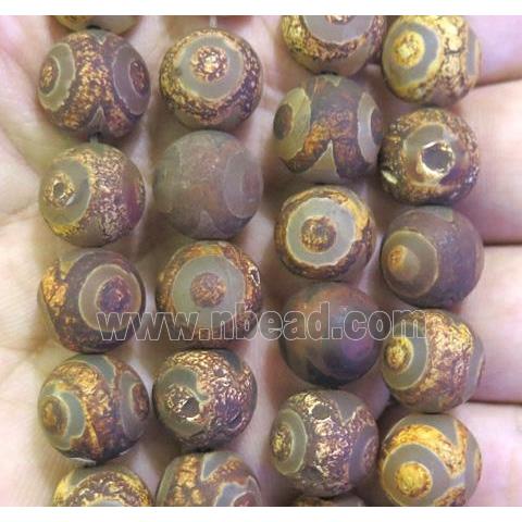 tibetan style agate bead, matte, round