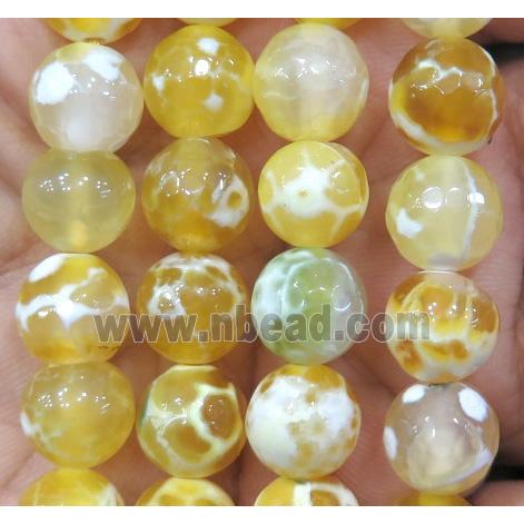 faceted round yellow Fired Agate beads