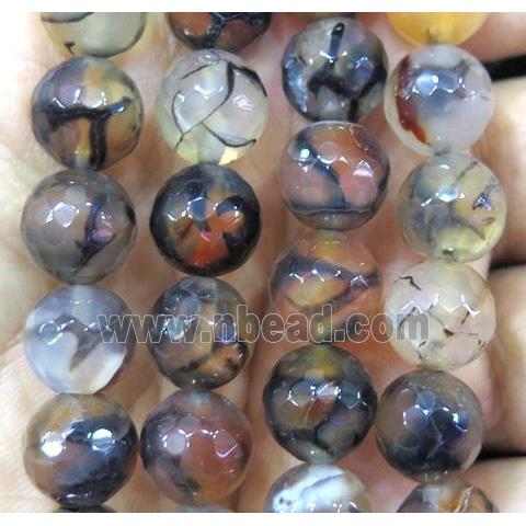 faceted round veins agate beads