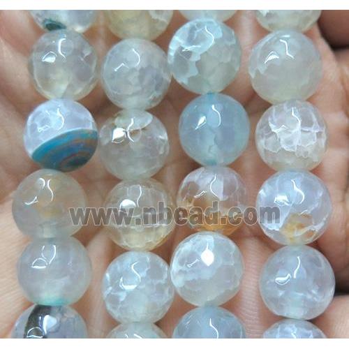 Agate beads, faceted round, lt.green