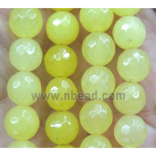 Agate beads, faceted round, yellow