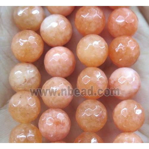 Agate beads, faceted round, orange
