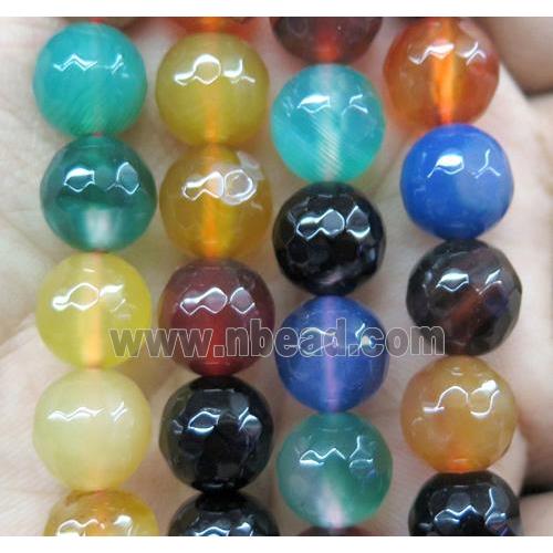 Agate beads, faceted round, mix color