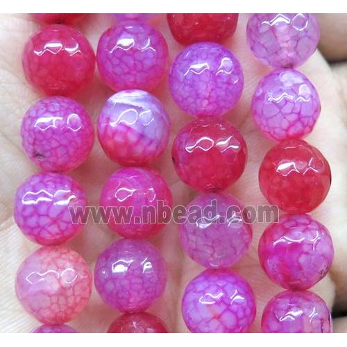 hotpink dragon veins Agate beads, faceted round