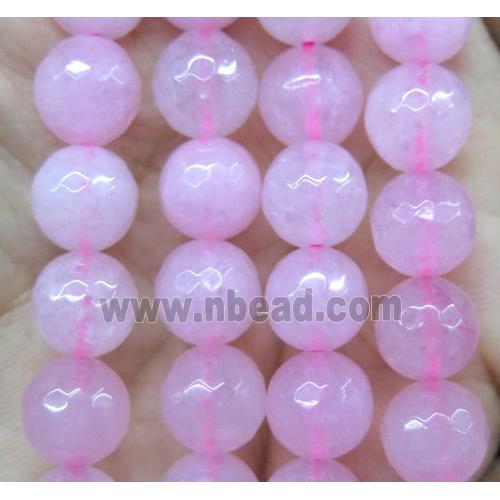 Agate beads, faceted round, pink