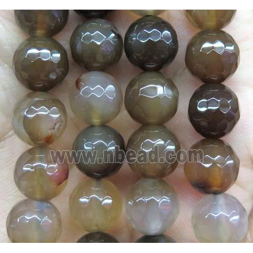 Agate beads, faceted round, coffee