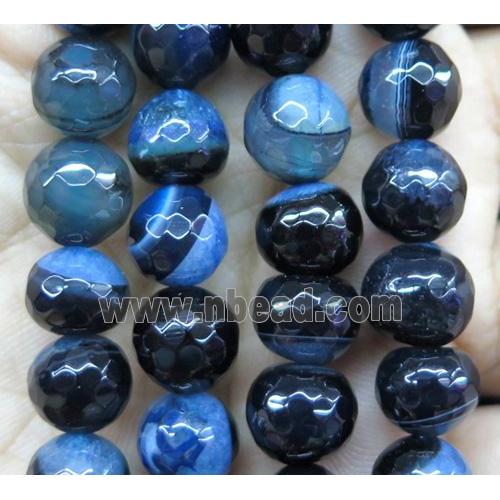 blue druzy Agate beads, faceted round