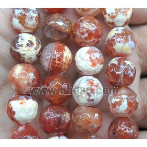 red fired Agate beads, faceted round