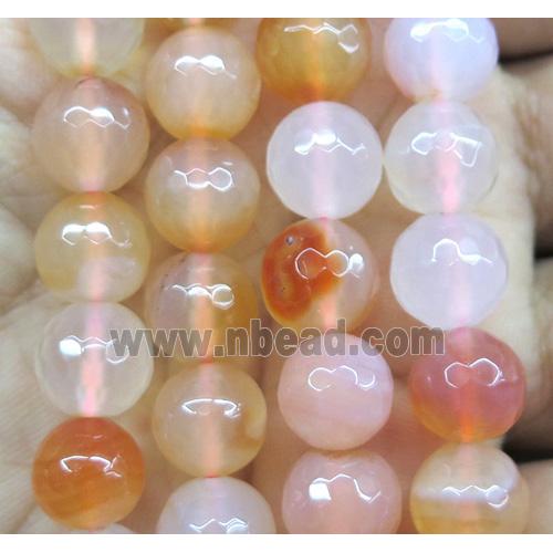 Agate beads, faceted round, orange
