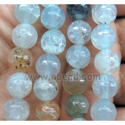 Agate beads, faceted round, lt.green
