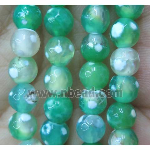 green fire Agate bead, faceted round