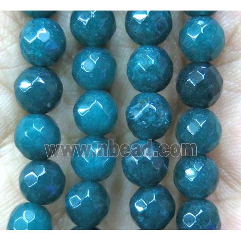 steel green Agate bead, faceted round