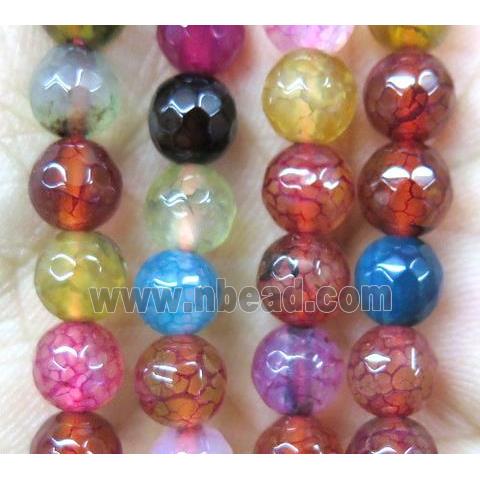 Agate bead, faceted round, mix color