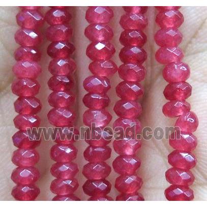 ruby jade bead, faceted rondelle