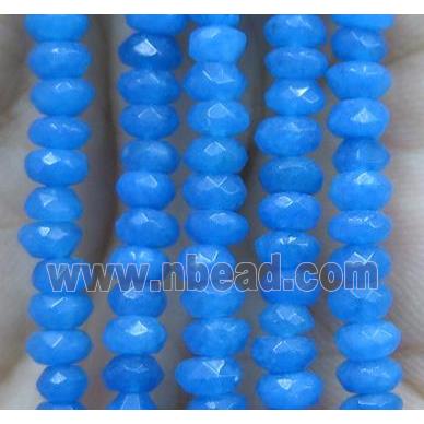 blue jade bead, faceted rondelle