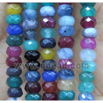 jade bead, faceted rondelle, mix color