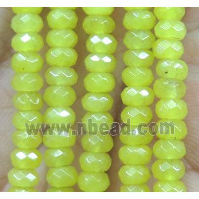 olive jade bead, faceted rondelle
