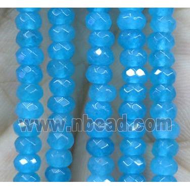skyblue jade bead, faceted rondelle