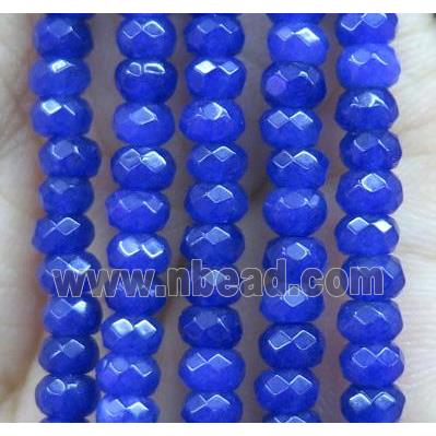 royal blue jade bead, faceted rondelle