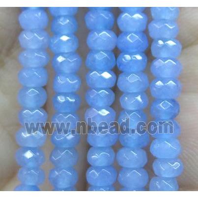 lt.blue jade bead, faceted rondelle