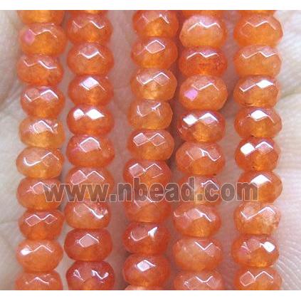 orange jade bead, faceted rondelle