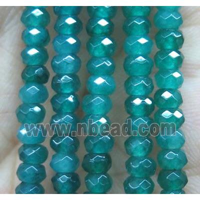 green jade bead, faceted rondelle