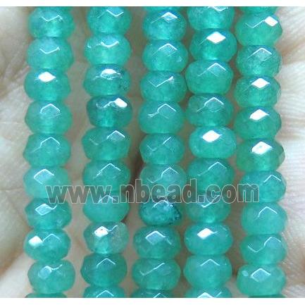 lt.green jade bead, faceted rondelle