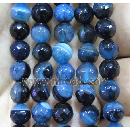 blue druzy agate beads, faceted round
