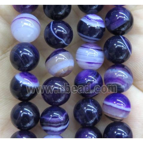 purple striped agate beads, round