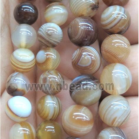 coffee striped agate bead, round