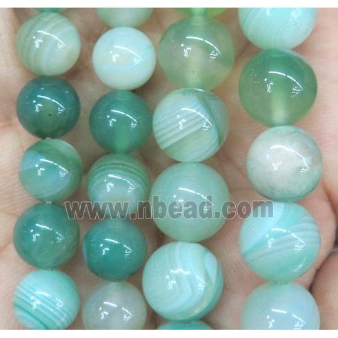 green striped agate beads, round
