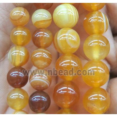 golden striped agate beads, round