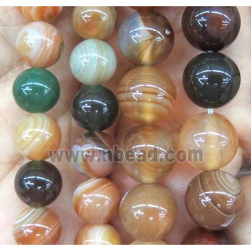 yellow coffee striped agate bead, round