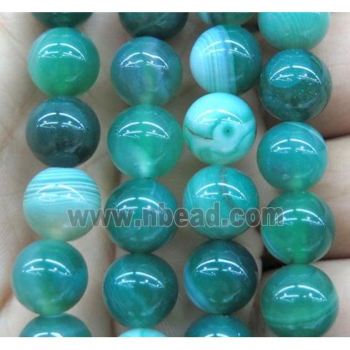 green striped agate bead, round