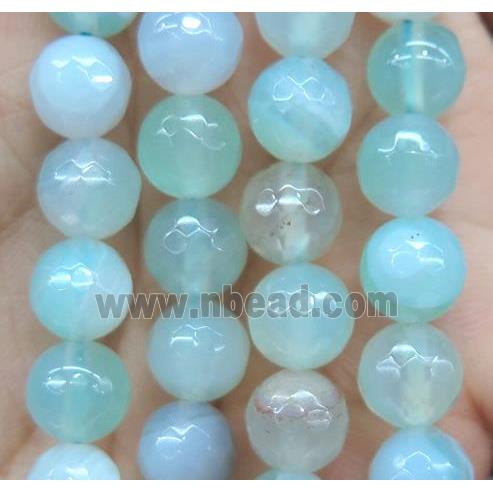 lt.green agate bead, faceted round