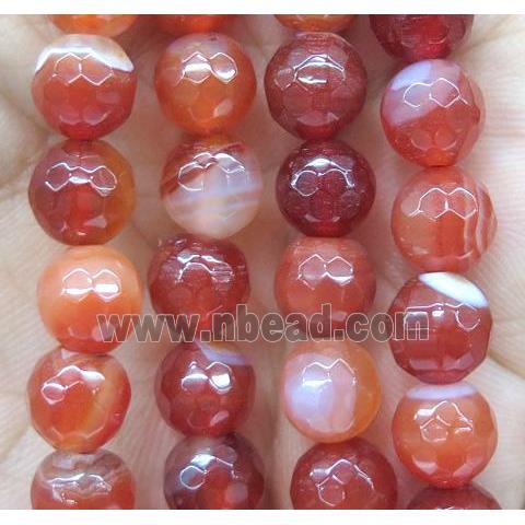ruby striped agate bead, faceted round