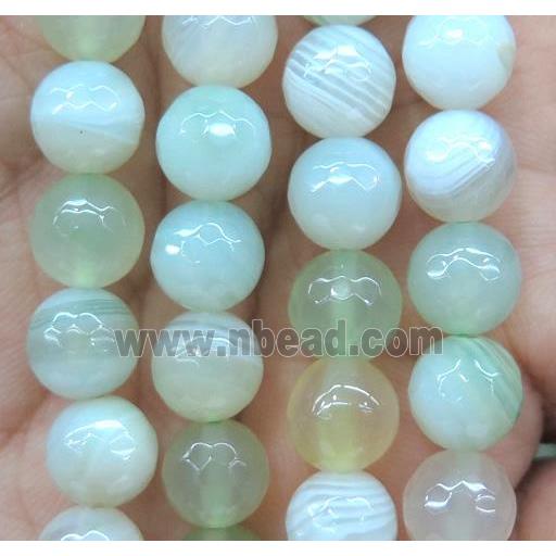 lt.green striped agate bead, faceted round