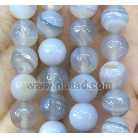 gray striped agate beads, faceted round