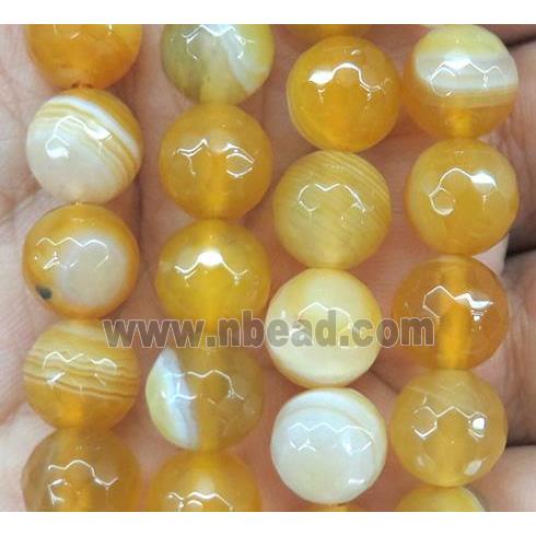 golden striped agate bead, faceted round
