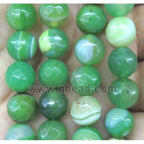 green striped agate bead, faceted round