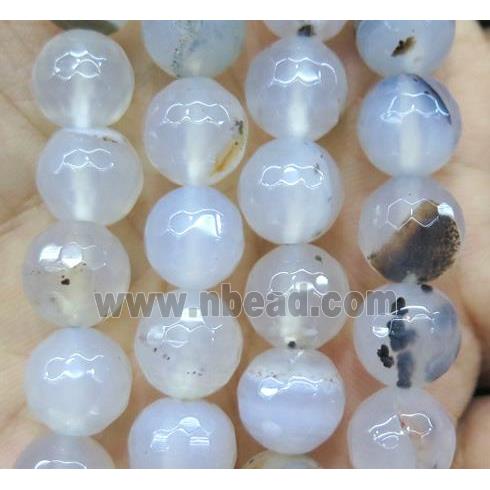 heihua Agate bead, faceted round, gray