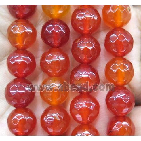 ruby agate beads, faceted round