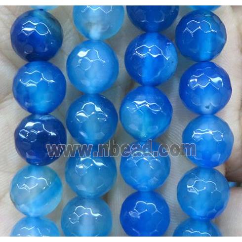 royal blue agate bead, faceted round