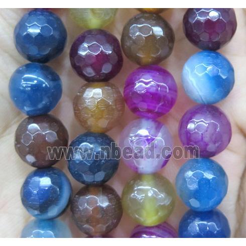 faceted round agate beads, mix color
