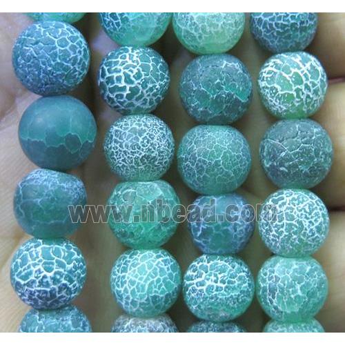 green frosted Crackle Agate Stone beads, round