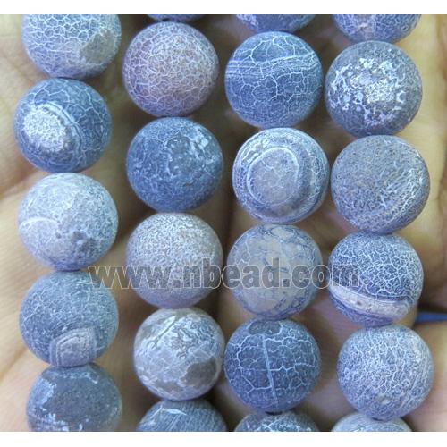 black frosted Crackle Agate Beads, round