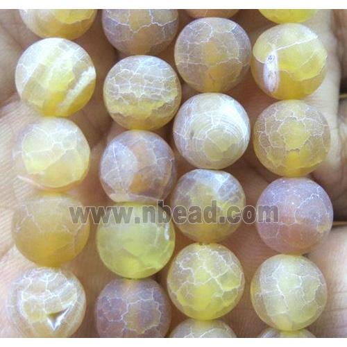 golden frosted Crackle Agate Bead, round